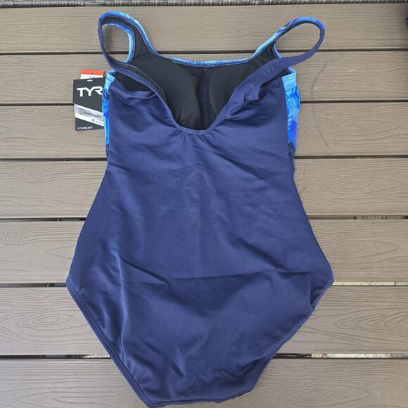 TYR Women's Stirling Aqua Tank Controlfit 1 Pc Swimsuit, Blue Size 8 New - Picture 2 of 3